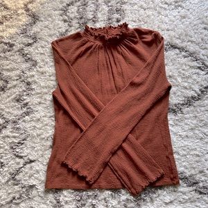 Madewell texture & thread ruffled mockneck top
